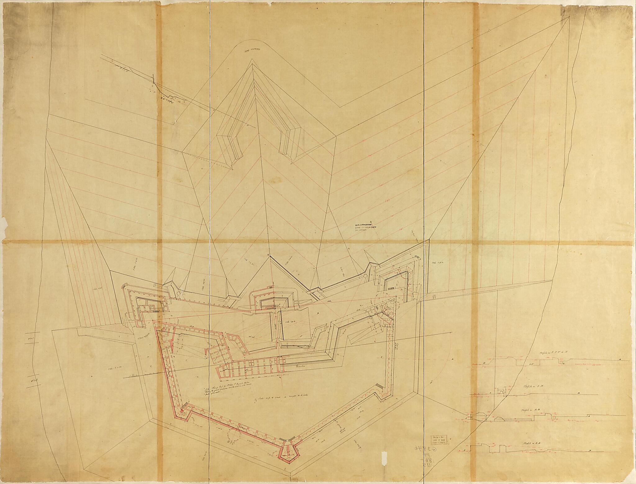 This old map of No. 2 Plan of Fort for Sta. Rosa Id., Pensacola Harbour, Shewing the General Dimensions and the Relations of the Several Parts of the Work from 1860 was created by  United States. War Department. Corps of Engineers in 1860