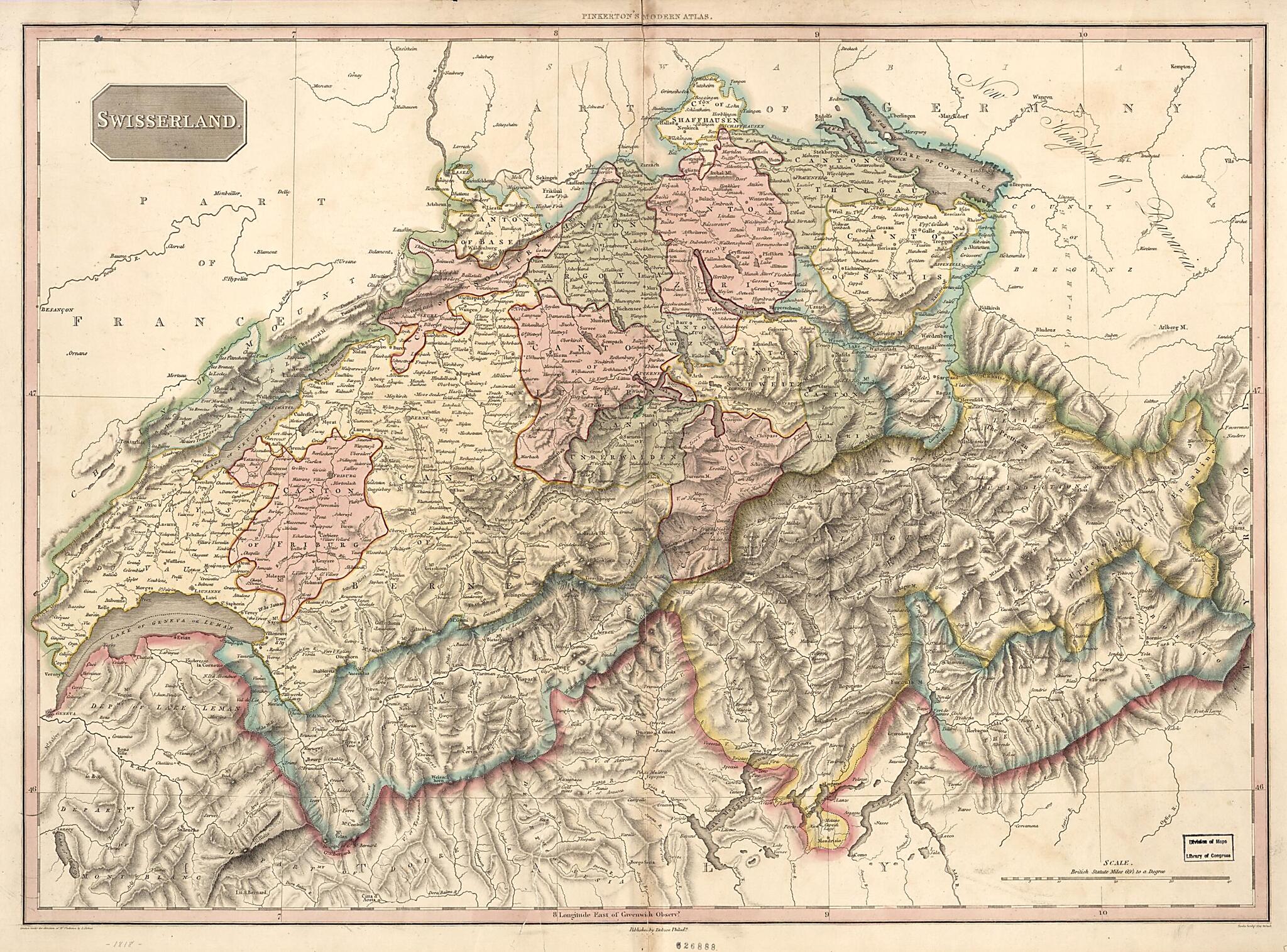 This old map of Swisserland from 1818 was created by Samuel John Neele, John Pinkerton,  Thomas Dobson and Son in 1818