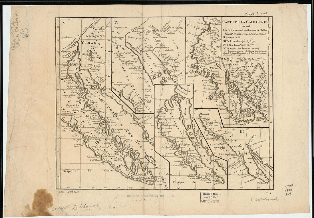 This old map of Carte De La Californie : Suivant I. La Carte Manuscrite De L&