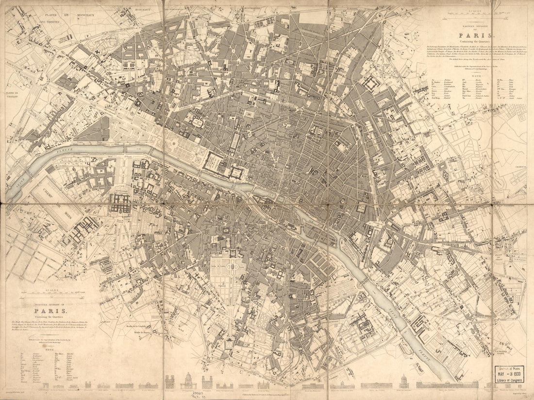 This old map of Eastern Division of Paris : Containing the Quartiers from 1834 was created by W. B. Clarke, James Shury,  Society for the Diffusion of Useful Knowledge (Great Britain) in 1834