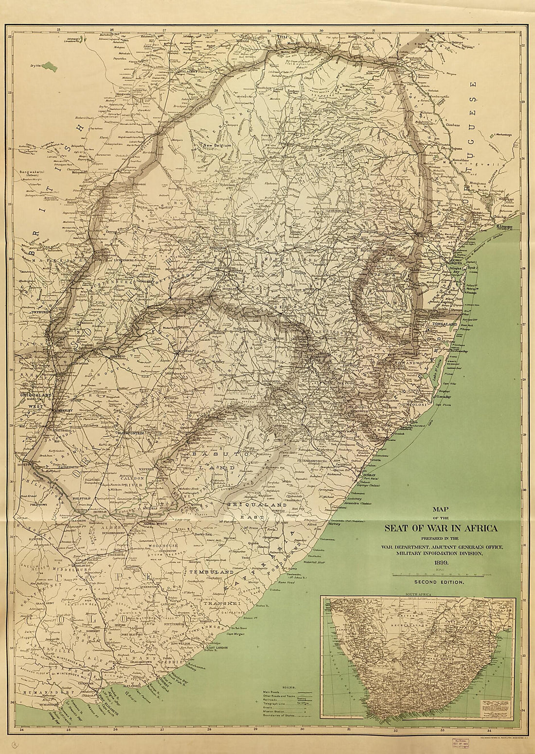 This old map of Map of the Seat of War In Africa from 1899 was created by  Norris Peters Co,  General&