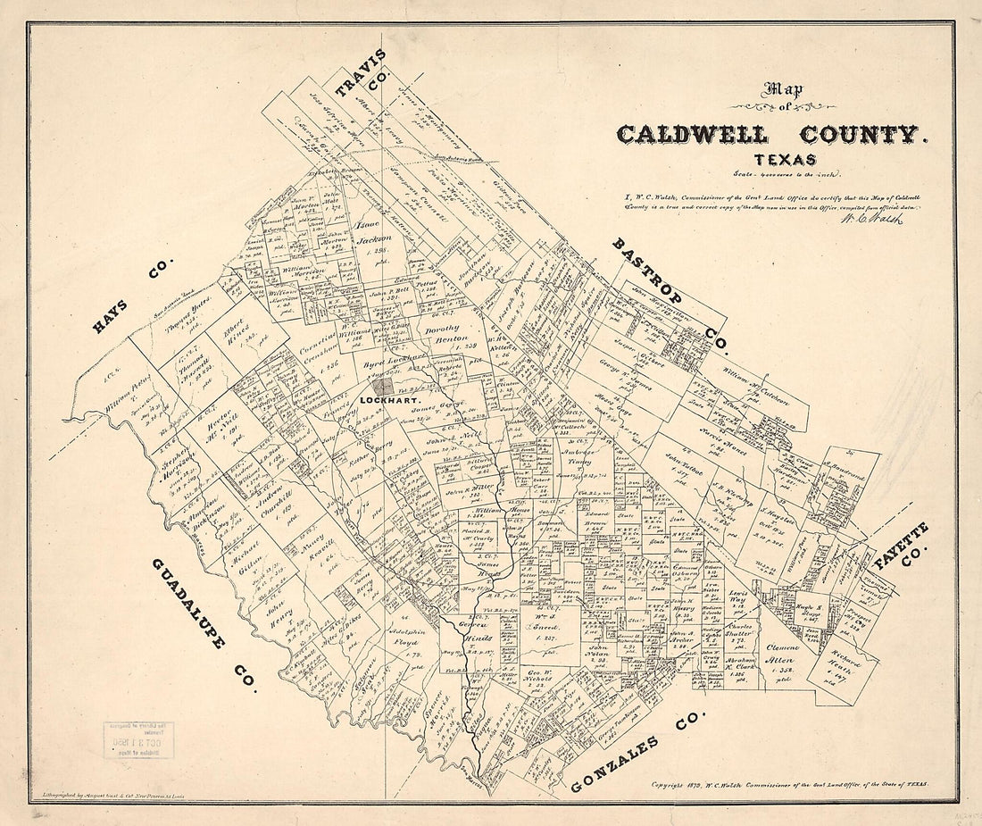 This old map of Map of Caldwell County, Texas from 1879 was created by  Texas. General Land Office, W. C. (William C.) Walsh in 1879