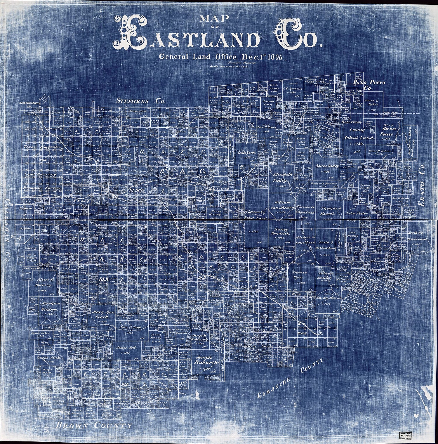 This old map of Map of Eastland Co from 1896 was created by  Texas. General Land Office in 1896