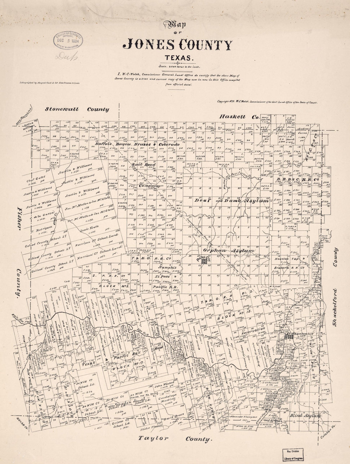 Map of Jones County, Texas 1879 by Relic Map Company