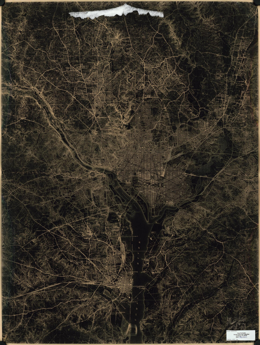 This old map of Photographic Negative Transparency of U.S. Geological Survey Topographic Map of the District of Columbia and Adjacent Suburban Areas from 1915 was created by  Geological Survey (U.S.),  North Arrow Ltd, Gary W. North in 1915