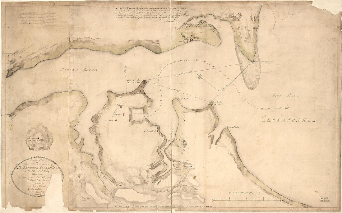 This old map of Rough Plan of the Defences of the Harbour of Annapolis In Maryland (Plan of the Works for the Defense of Annapolis) from 1814 was created by William Tatham, William Henry Winder in 1814