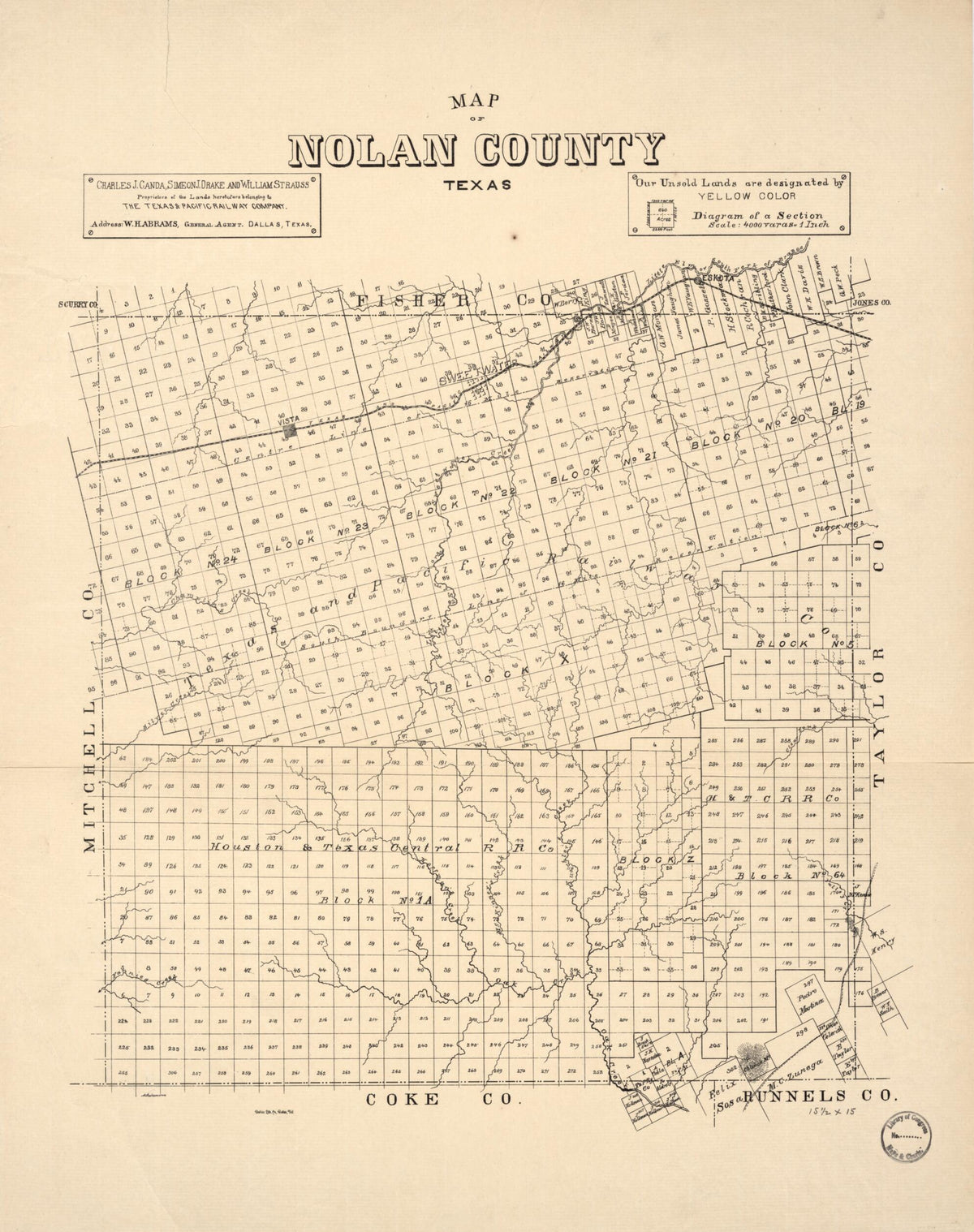 Map of Nolan County, Texas 1890 by Relic Map Company