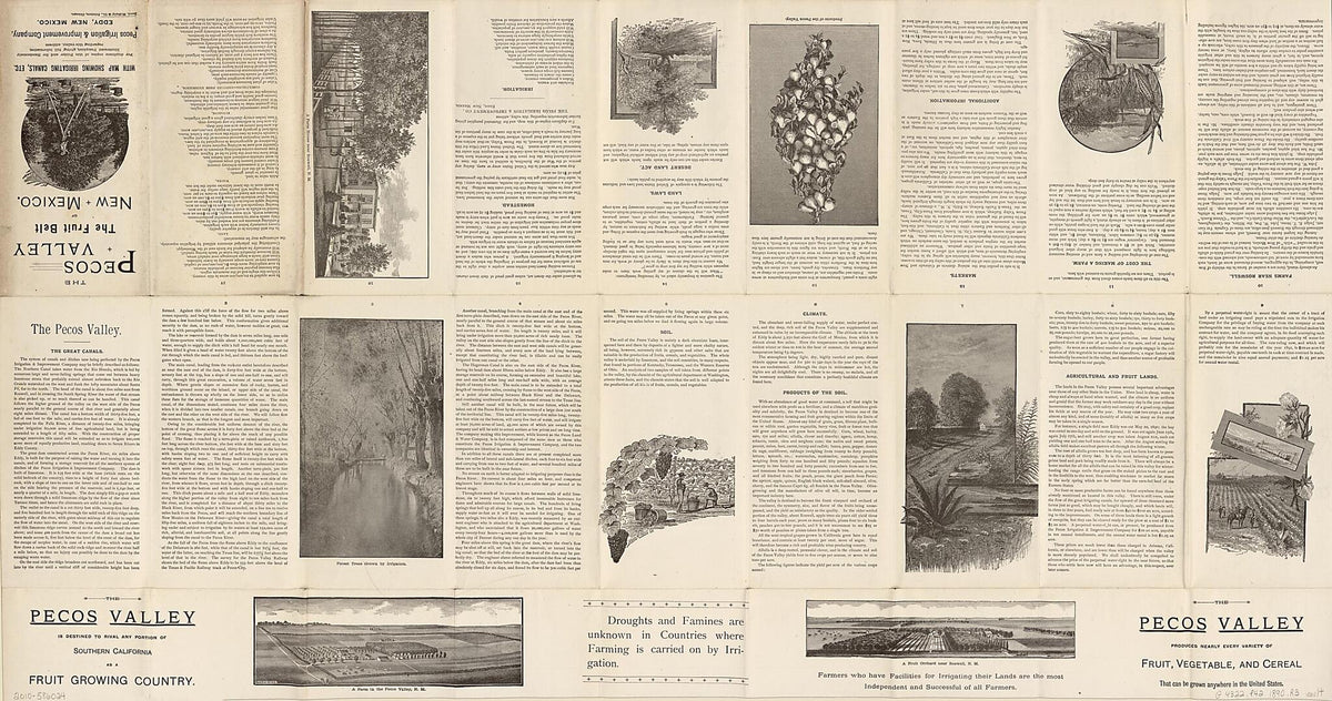 The Pecos Valley : the Fruit Belt of New Mexico, With Map Showing Irrigating Canals, Etc. (Map of the Pecos Valley, New Mexico) 1890 by Relic Map Company