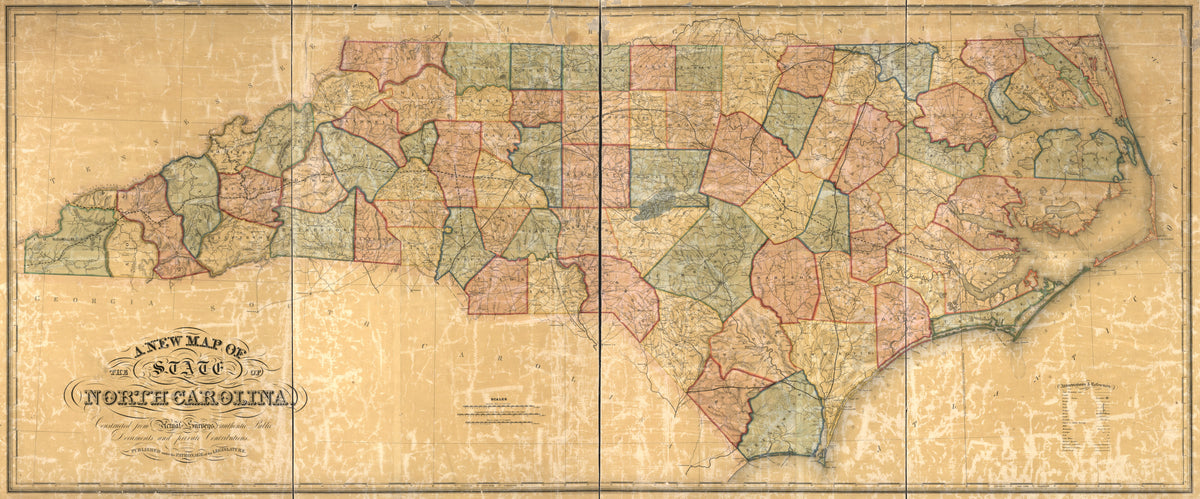 A New Map of the State of North Carolina : Constructed From Actual Surveys, Authentic Public Documents and Private Contributions in 1854 by Relic Map Company