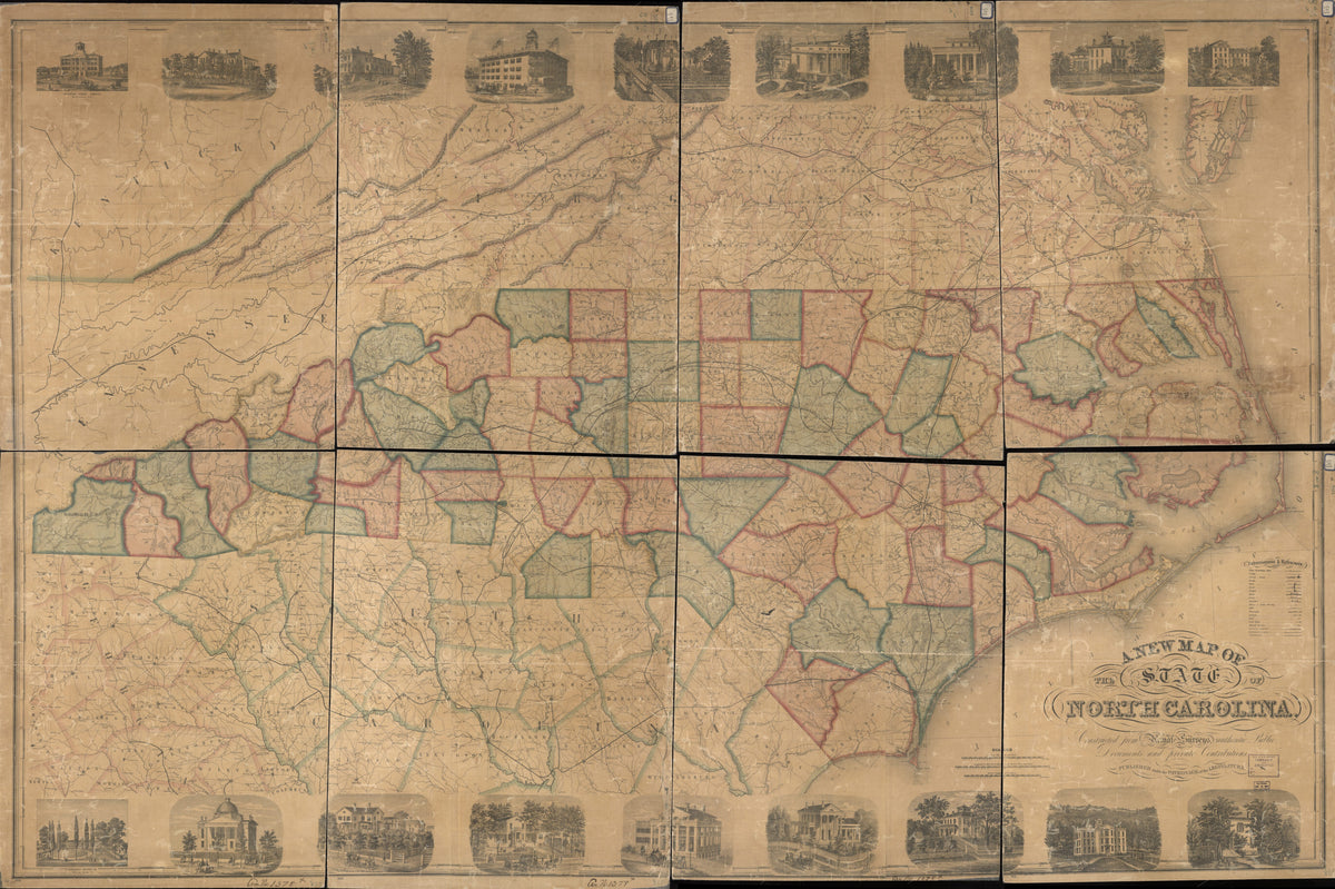 A New Map of the State of North Carolina, Constructed From Actual Surveys, Authentic Public Documents and Private Contributions in 1860 by Relic Map Company