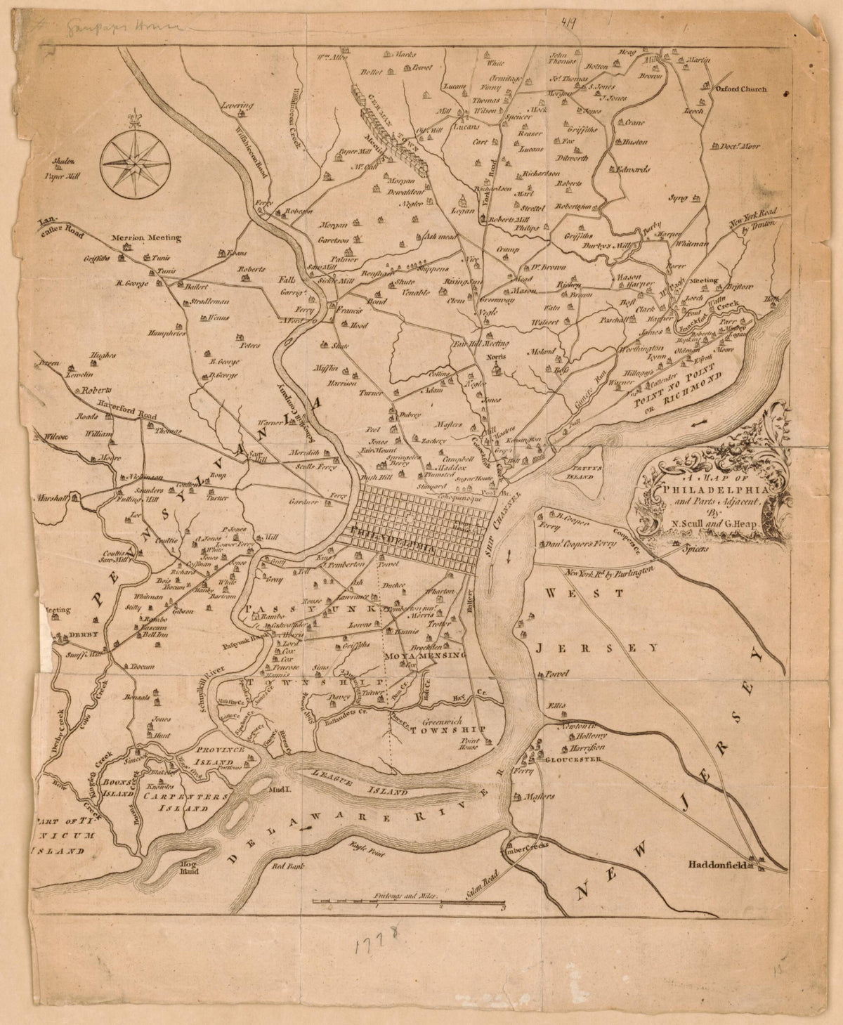 A Map of Philadelphia and Parts Adjacent 1777 by Relic Map Company