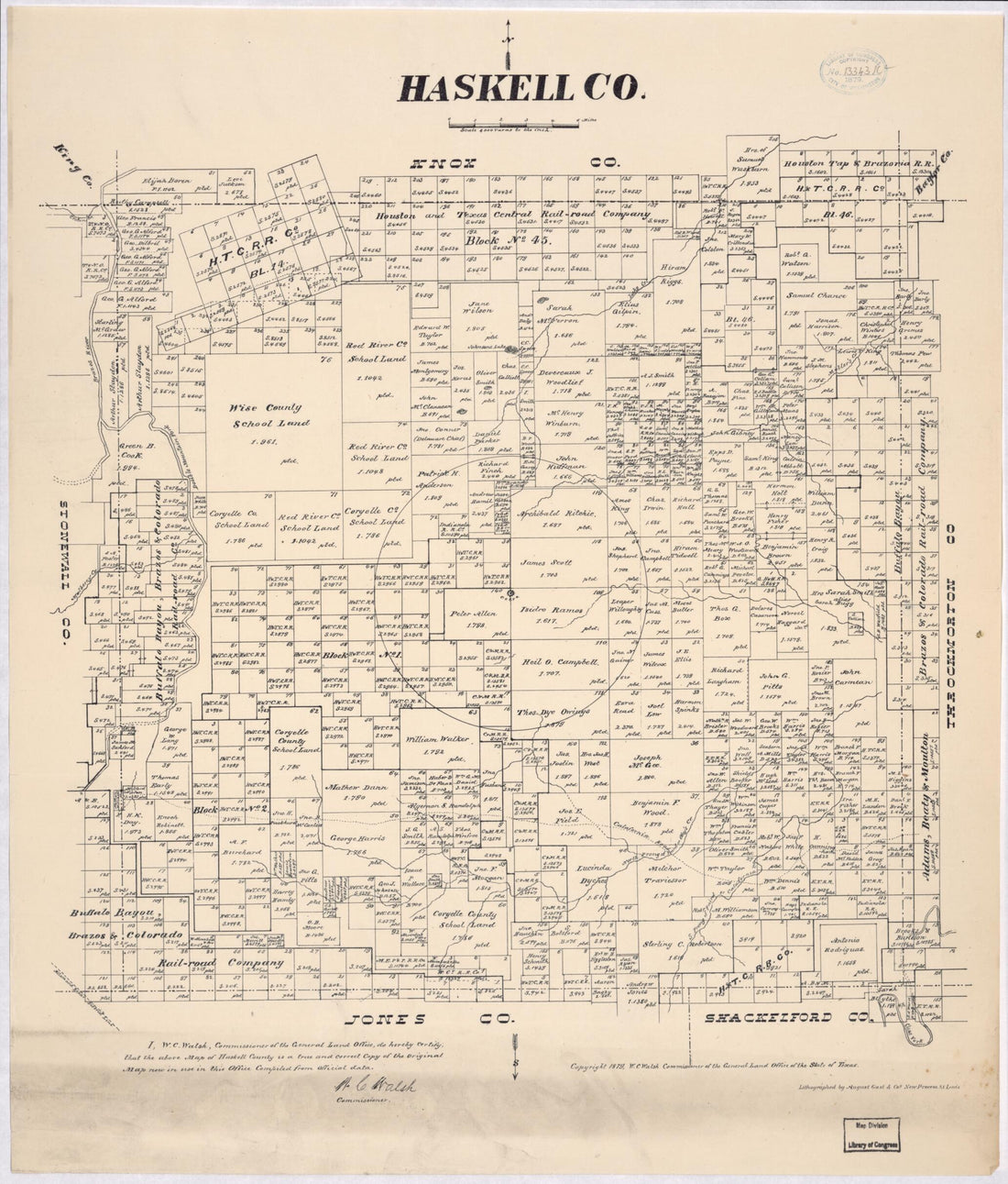This old map of Map of Haskell County, Texas from 1879 was created by  Texas. General Land Office in 1879