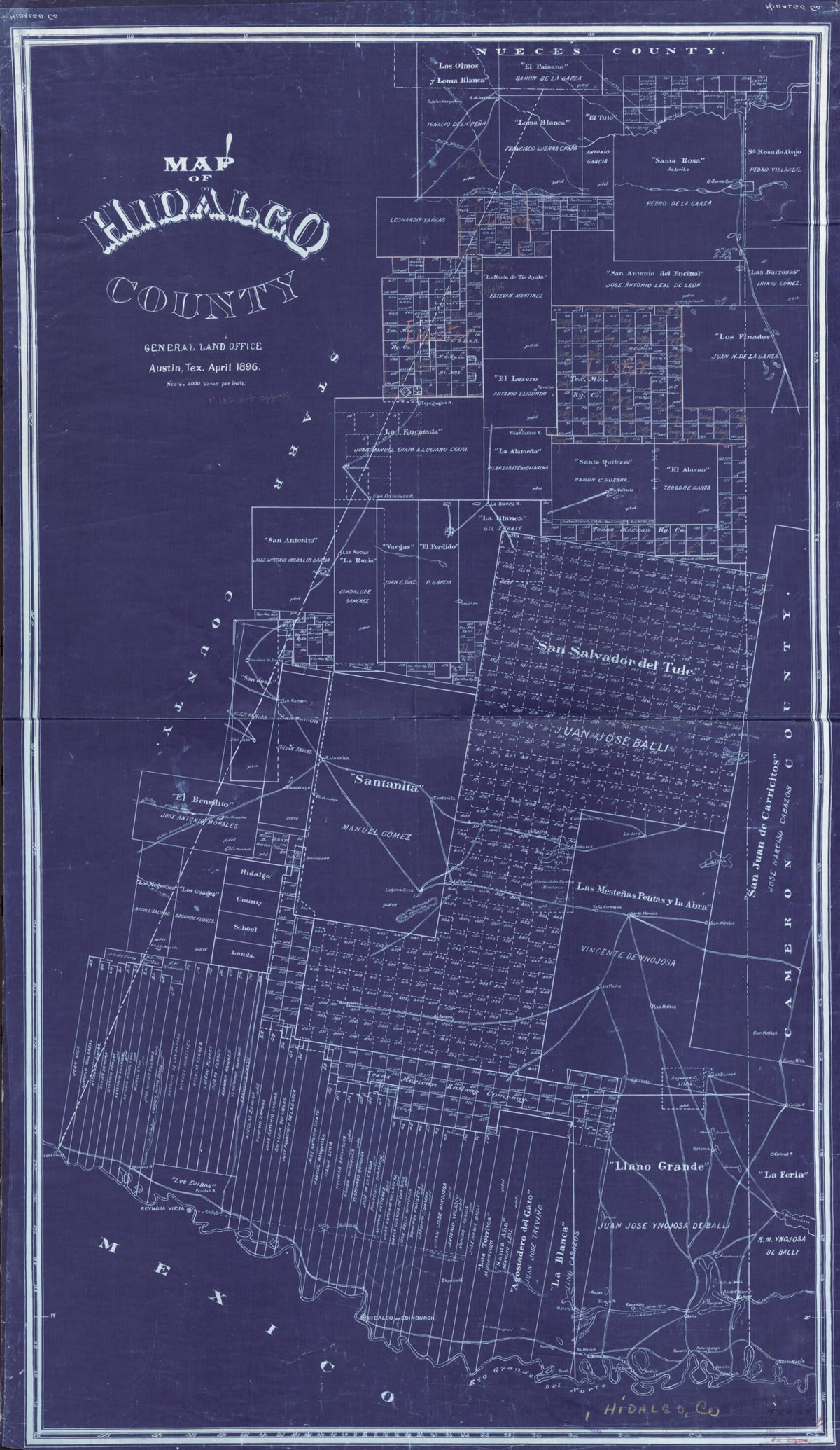 Map of Hidalgo County 1896 by Relic Map Company