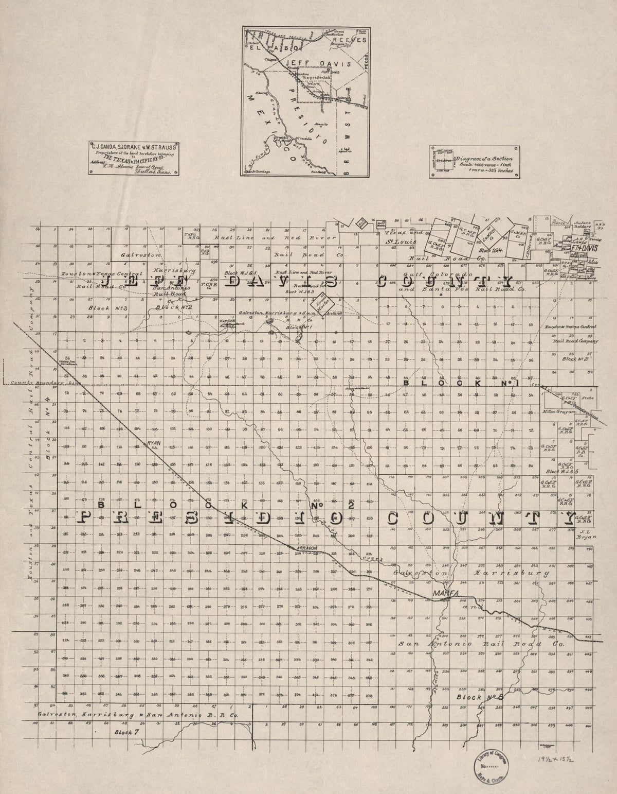 Map of Portions of Jeff Davis County and Presidio County, Texas 1894 by Relic Map Company