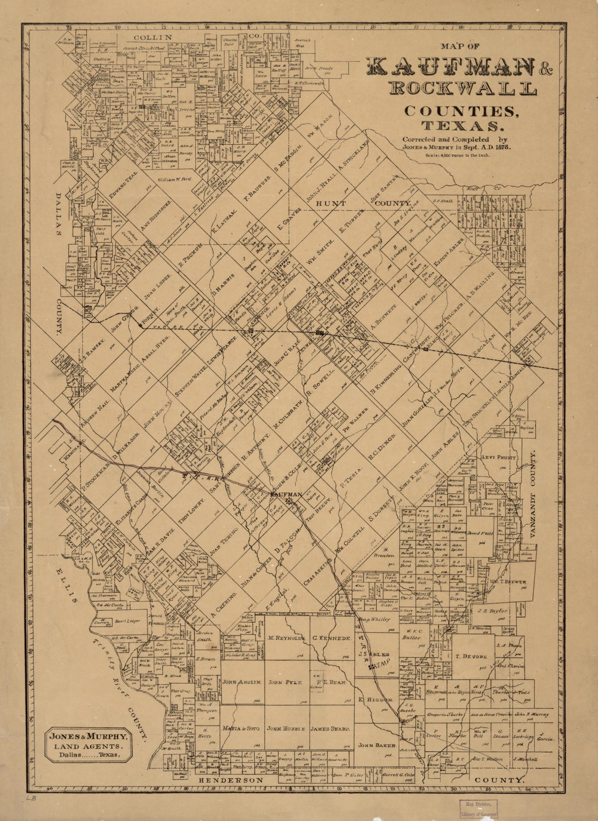Map of Kaufman &amp; Rockwall Counties,Texas 1878 by Relic Map Company