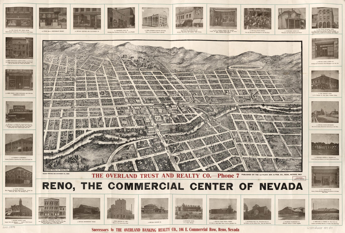 This old map of Reno, the Commercial Center of Nevada from 1907 was created by Grafton Tyler Brown in 1907