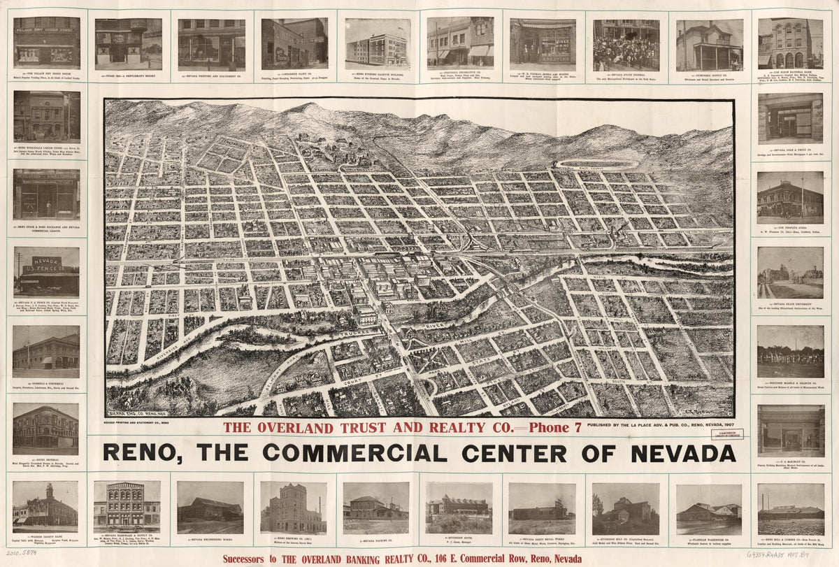 Reno, the Commercial Center of Nevada 1907 by Relic Map Company