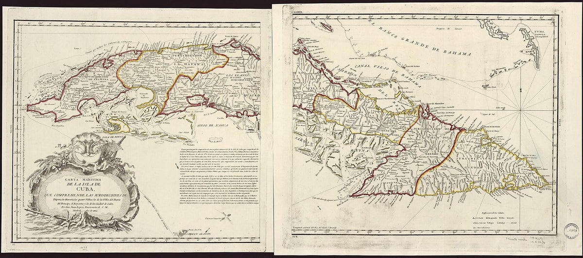 Carta Maritima De La Isla De Cuba, Que Comprehende Las Juridicciones De Filipina, La Havana, Las Quatro Villas, La De La Villa Del Puerto Del Principe, El Bayamo Y La De La Ciudad De Cuba 1825 by Relic Map Company