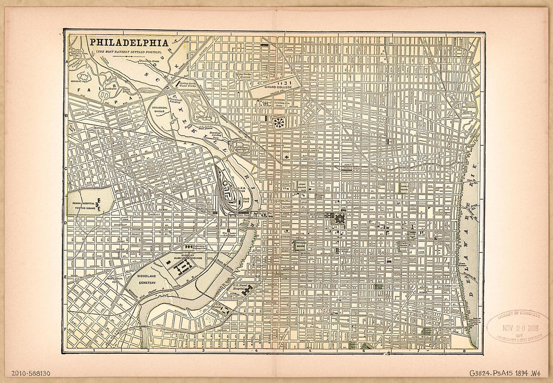 This old map of Philadelphia (the Most Densely Settled Portion) from 1894 was created by Ill.) Werner Company (Chicago in 1894