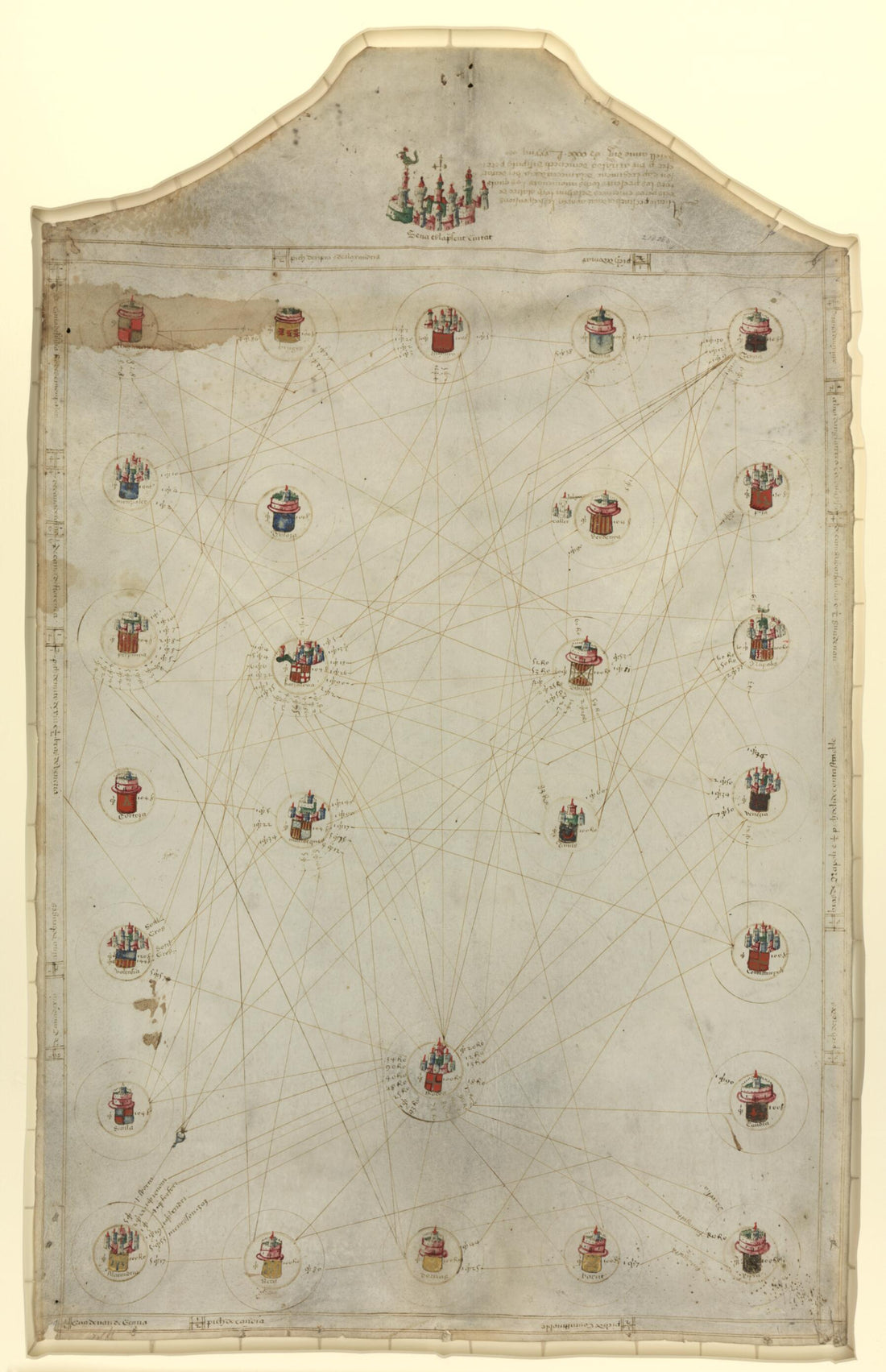 This old map of Asiento Present Hordenat a Payon Les Responsions Dels Pezos E Mezures : Delahun Boch Al Altre De Tots Los Presents Bochs Nnomenats Los Quals Son Cap E Regiment De La Mercadoria Hordenat : Mediterraneo E Europa from 1563 was created by Arn