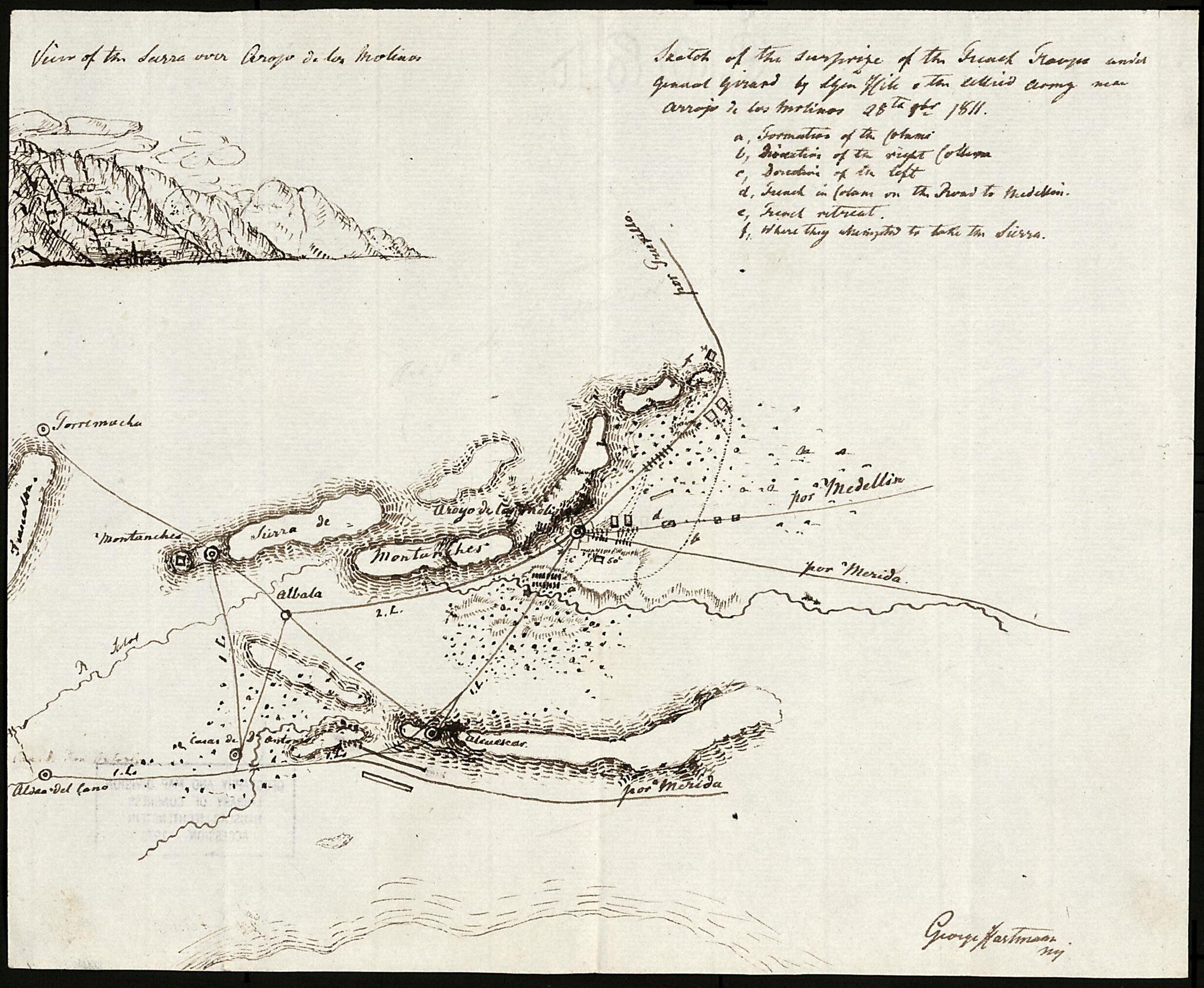 Sketch of the Surprise of the French Troups Under General Girard by Lt. Gen. Hill of the Allied Army Near Arrojo De Los Molinos, 28th Obr. 1811 by Relic Map Company
