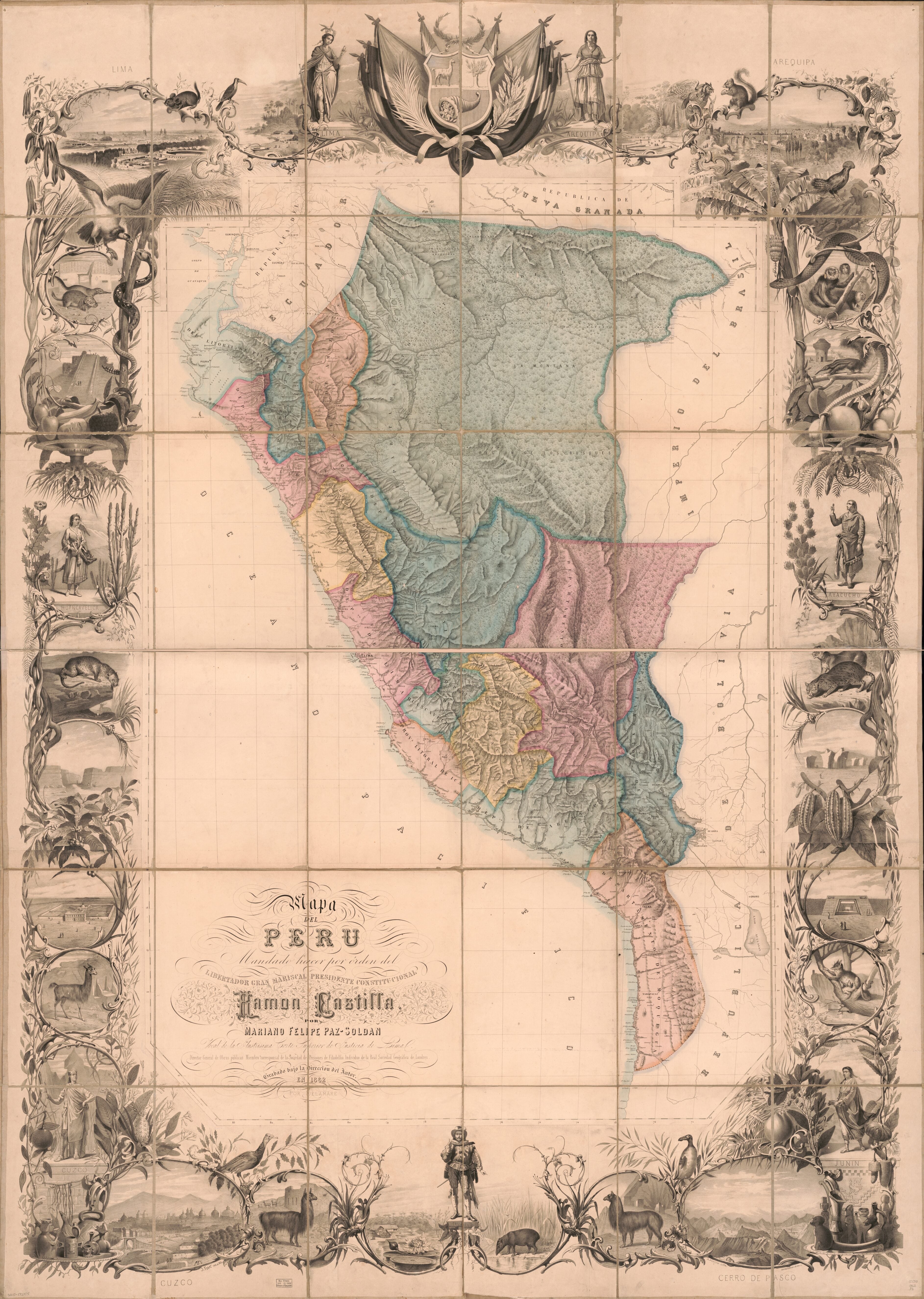 This old map of Mapa Del Peru from 1862 was created by F. Delamare, Mariano Felipe Paz Soldan in 1862