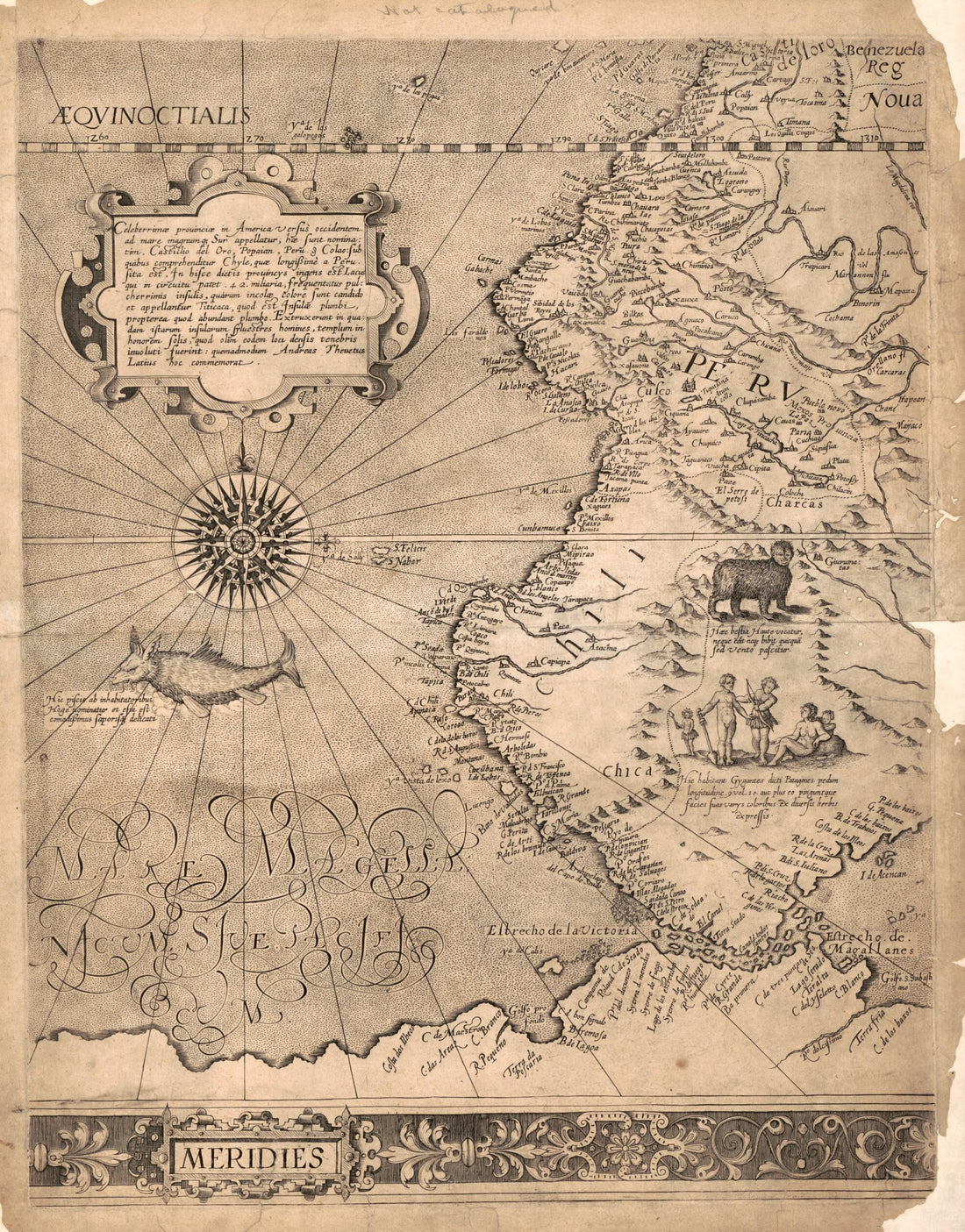 This old map of Map of Western South America from 1569 was created by Gerhard Mercator, André Thevet in 1569