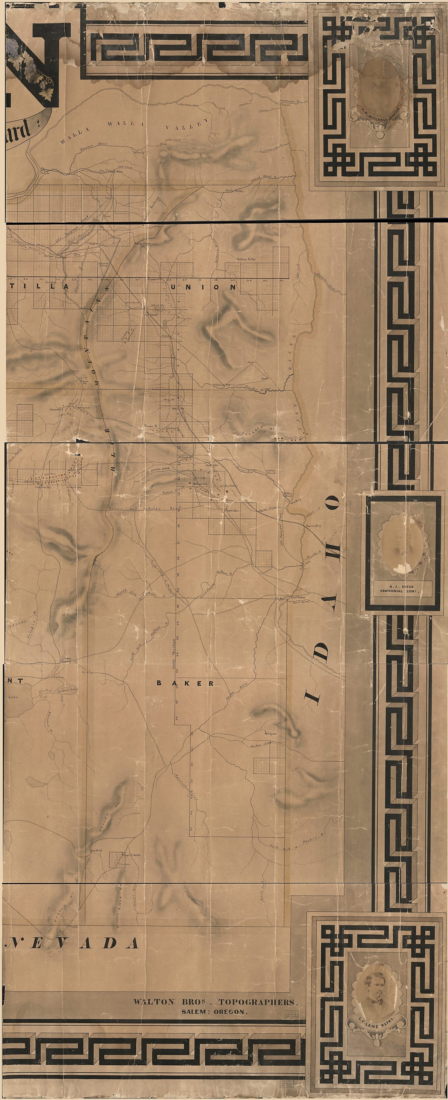 This old map of Oregon, from Government Surveys by the Order of the State Board from 1876 was created by  Walton Bros in 1876