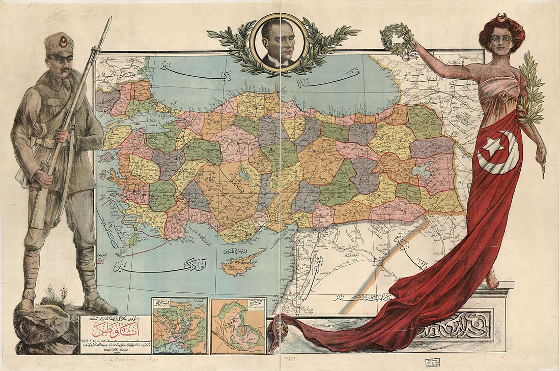 This old map of Ana Vatan : Turkey from 1927 was created by  Yi Sûd in 1927