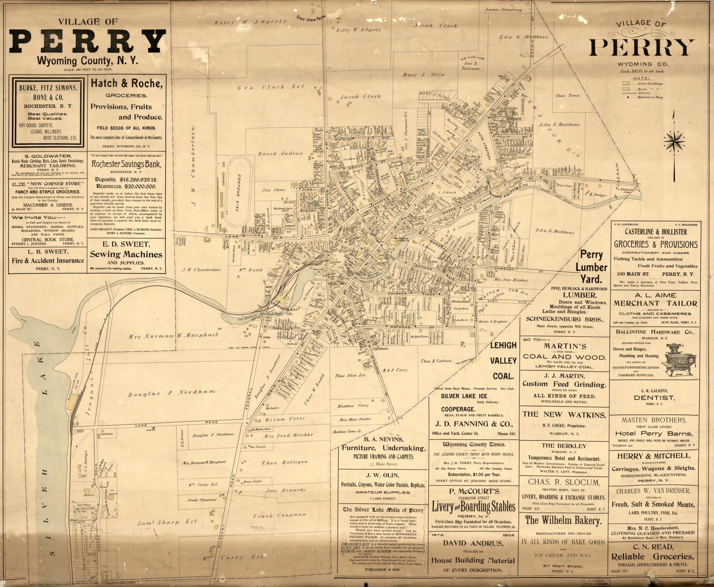 This old map of Village of Perry, Wyoming County, New York from 1902 was created by  in 1902