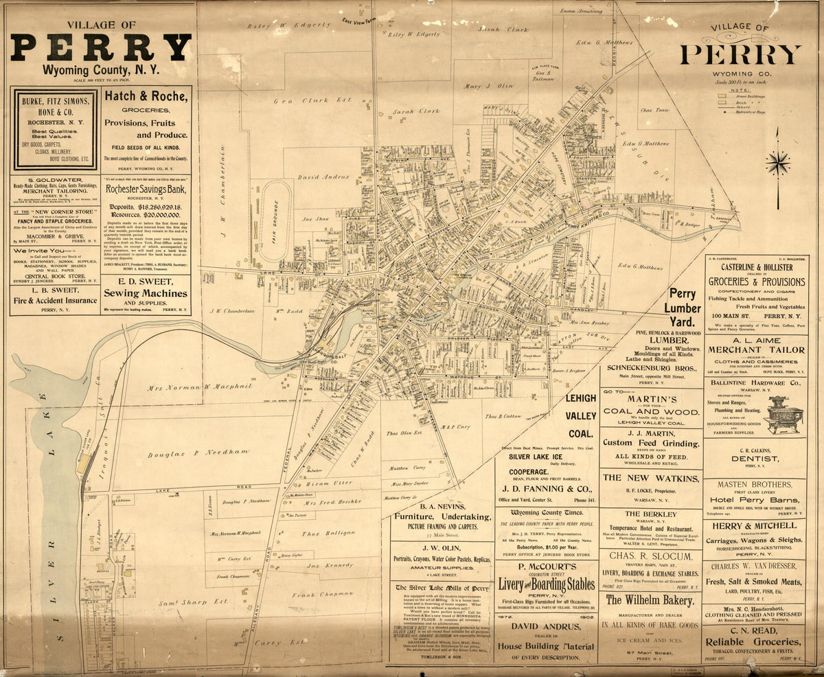 Village of Perry, Wyoming County, New York 1902 by Relic Map Company