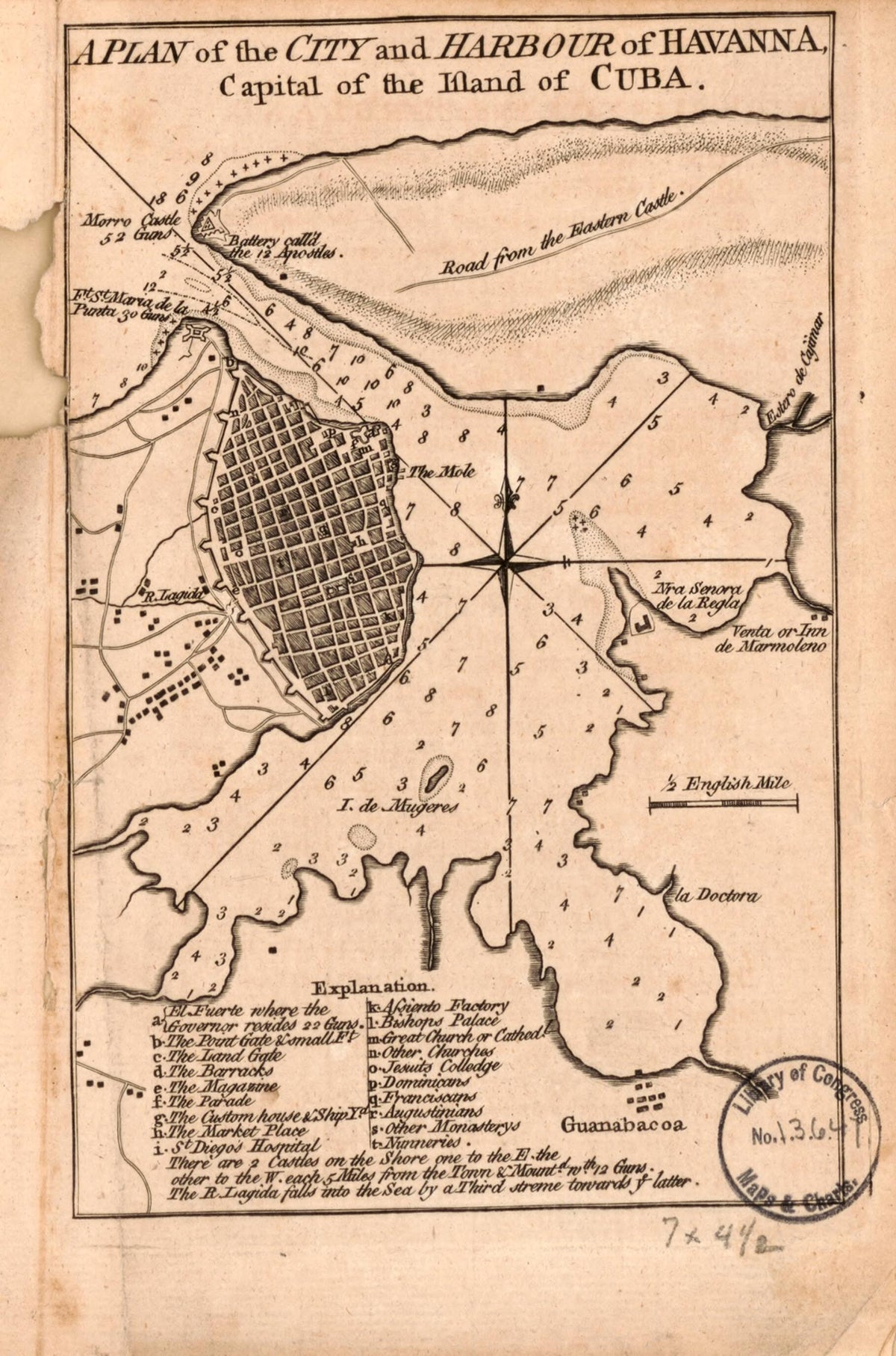 A Plan of the City and Harbour of Havanna, Capital of the Island of Cuba 1762 by Relic Map Company