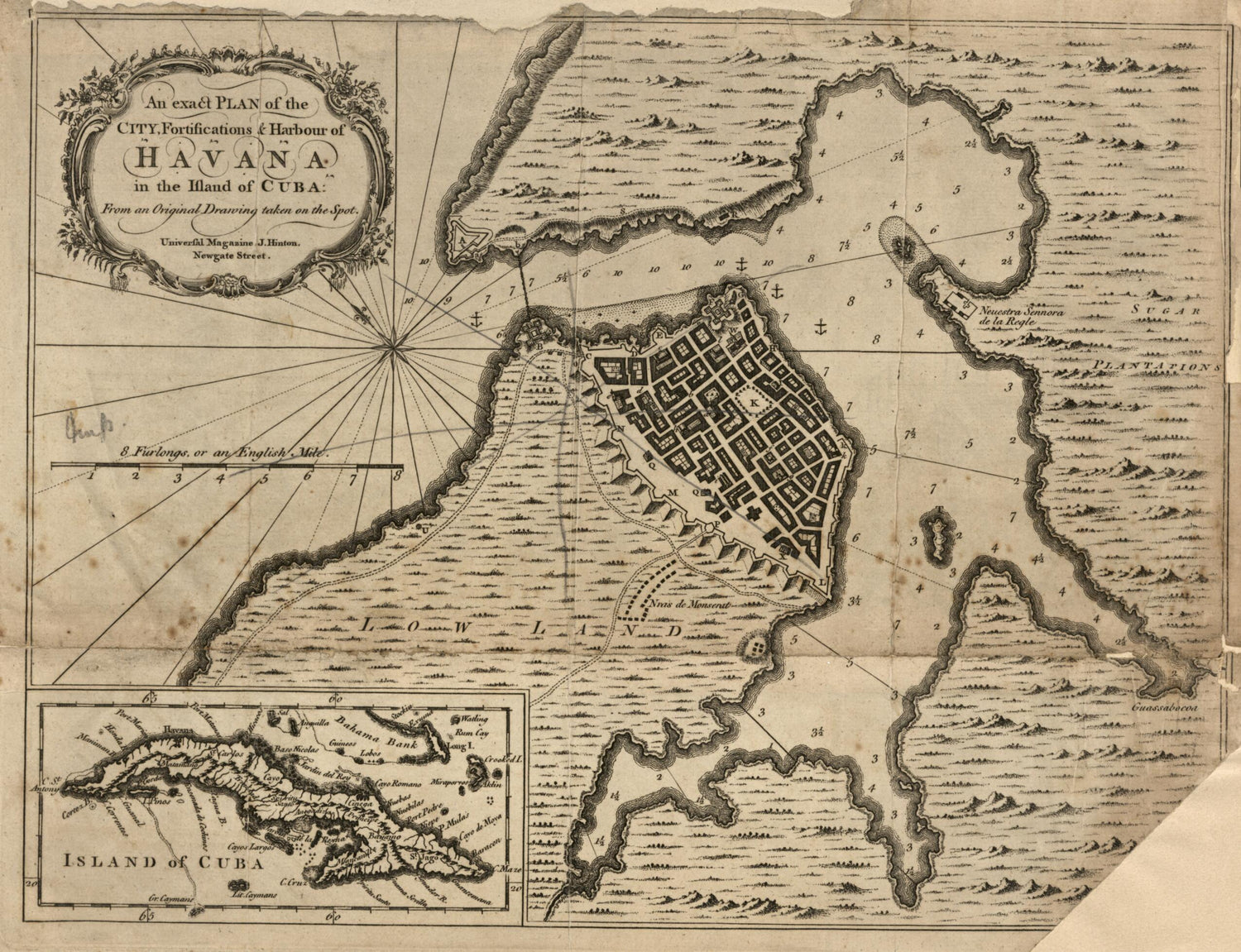 This old map of An Exact Plan of the City, Fortifications &amp; Harbour of Havana In the Island of Cuba from 1762 was created by  in 1762
