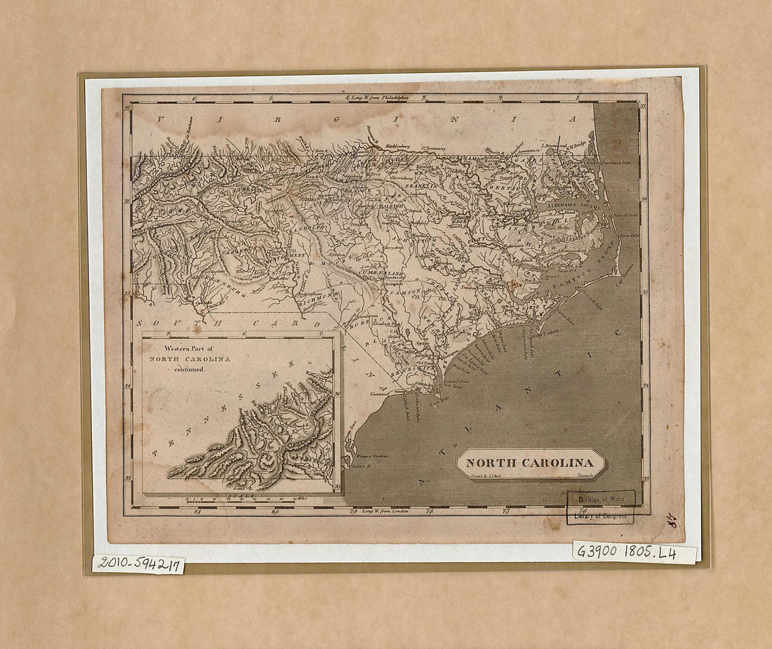 This old map of North Carolina from 1805 was created by Samuel Lewis, Henry Schenck Tanner in 1805