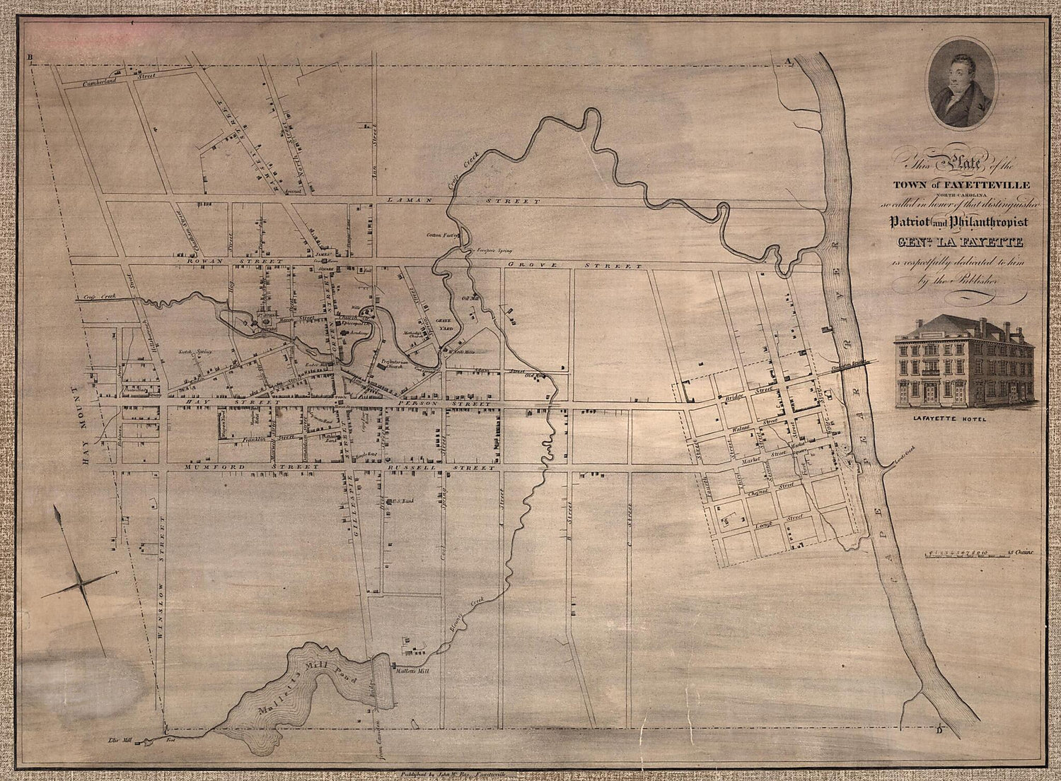 This old map of This Plate of the Town of Fayetteville North Carolina, So Called In Honor of That Distinguished Patriot and Philanthropist, Gen&