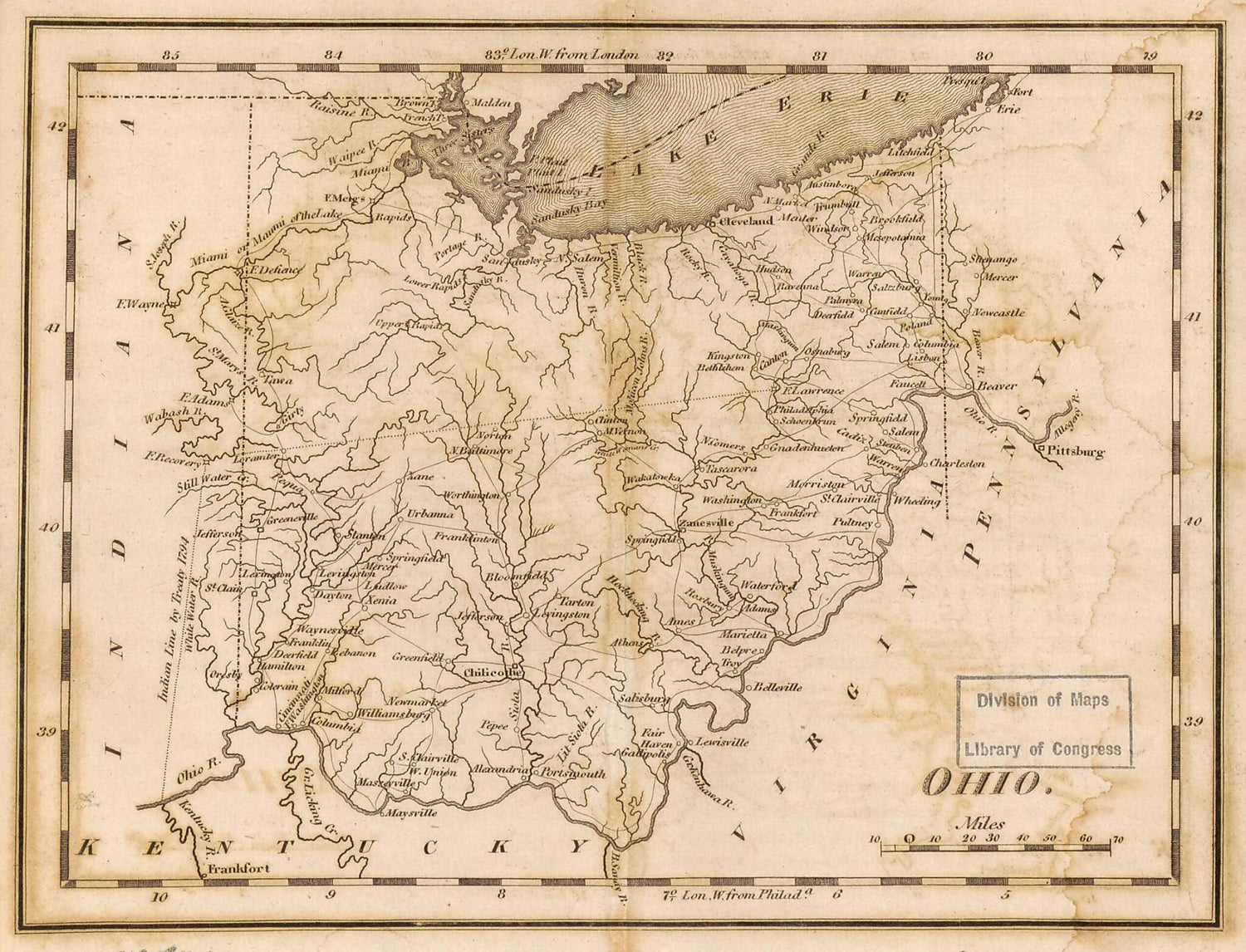 This old map of Ohio from 1814 was created by Mathew Carey in 1814