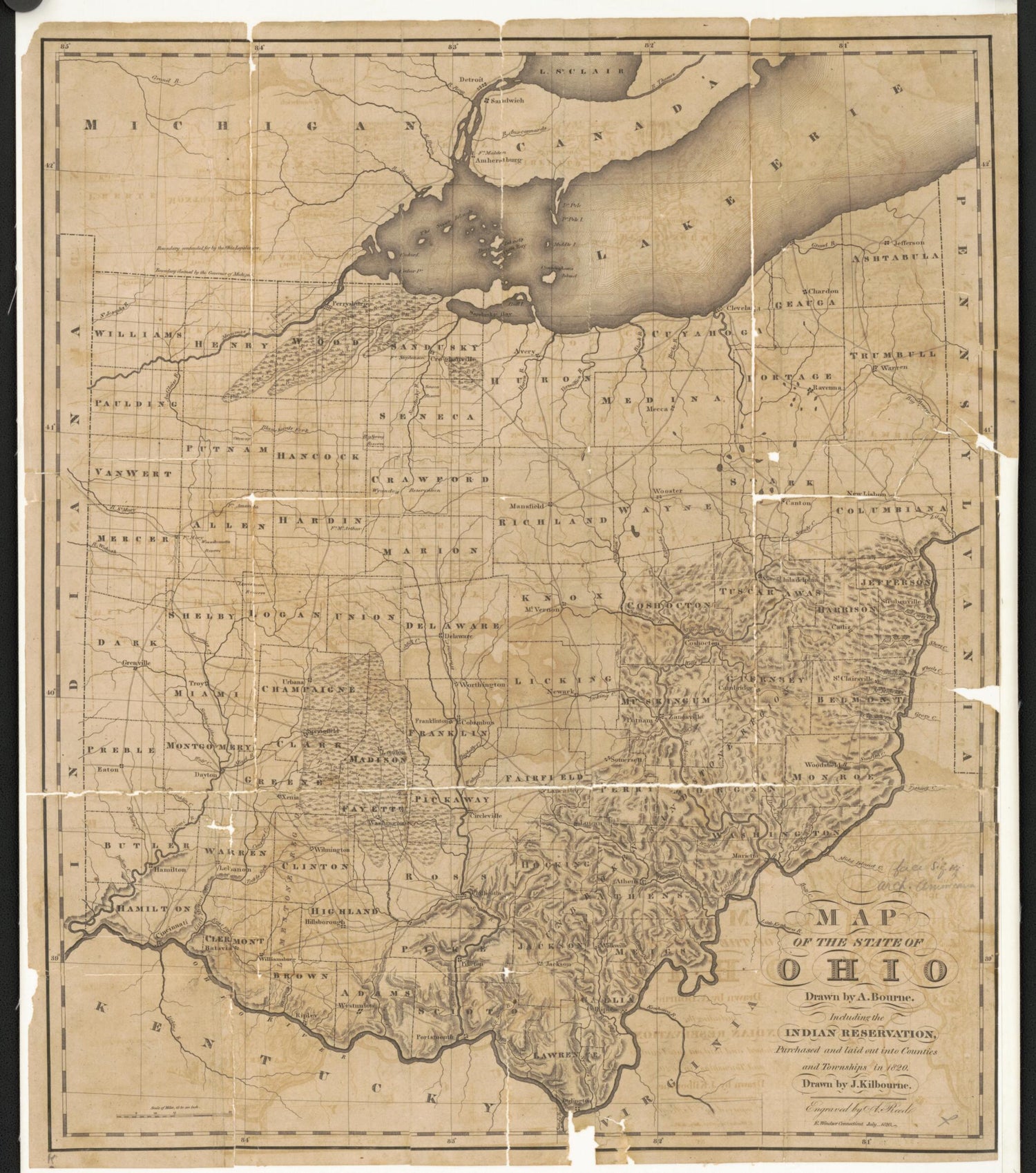 Map of the State of Ohio from 1820 Old Map Print (20.1 in. x 17.7 in ...