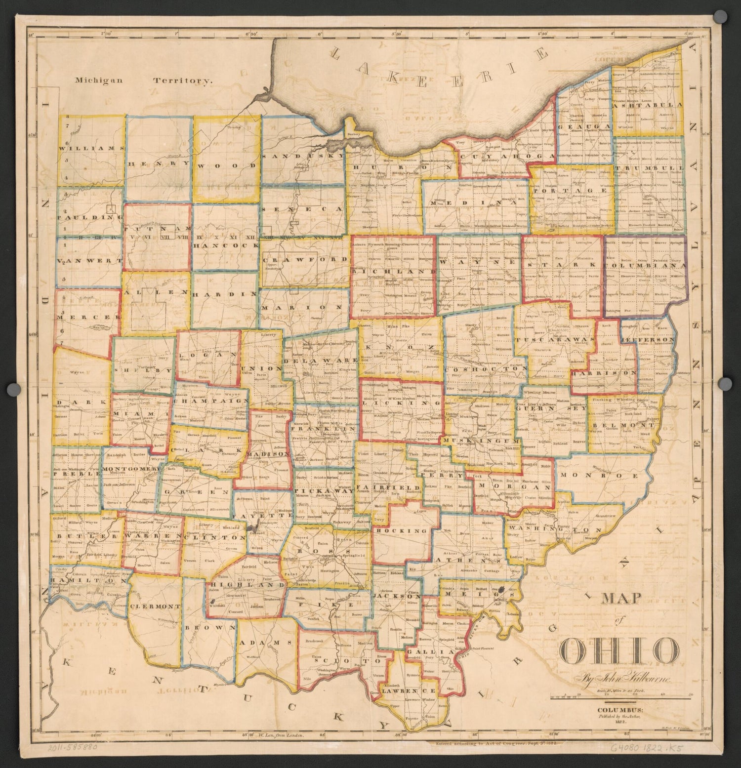 This old map of Map of Ohio from 1822 was created by  American Antiquarian Society, John Kilbourn in 1822