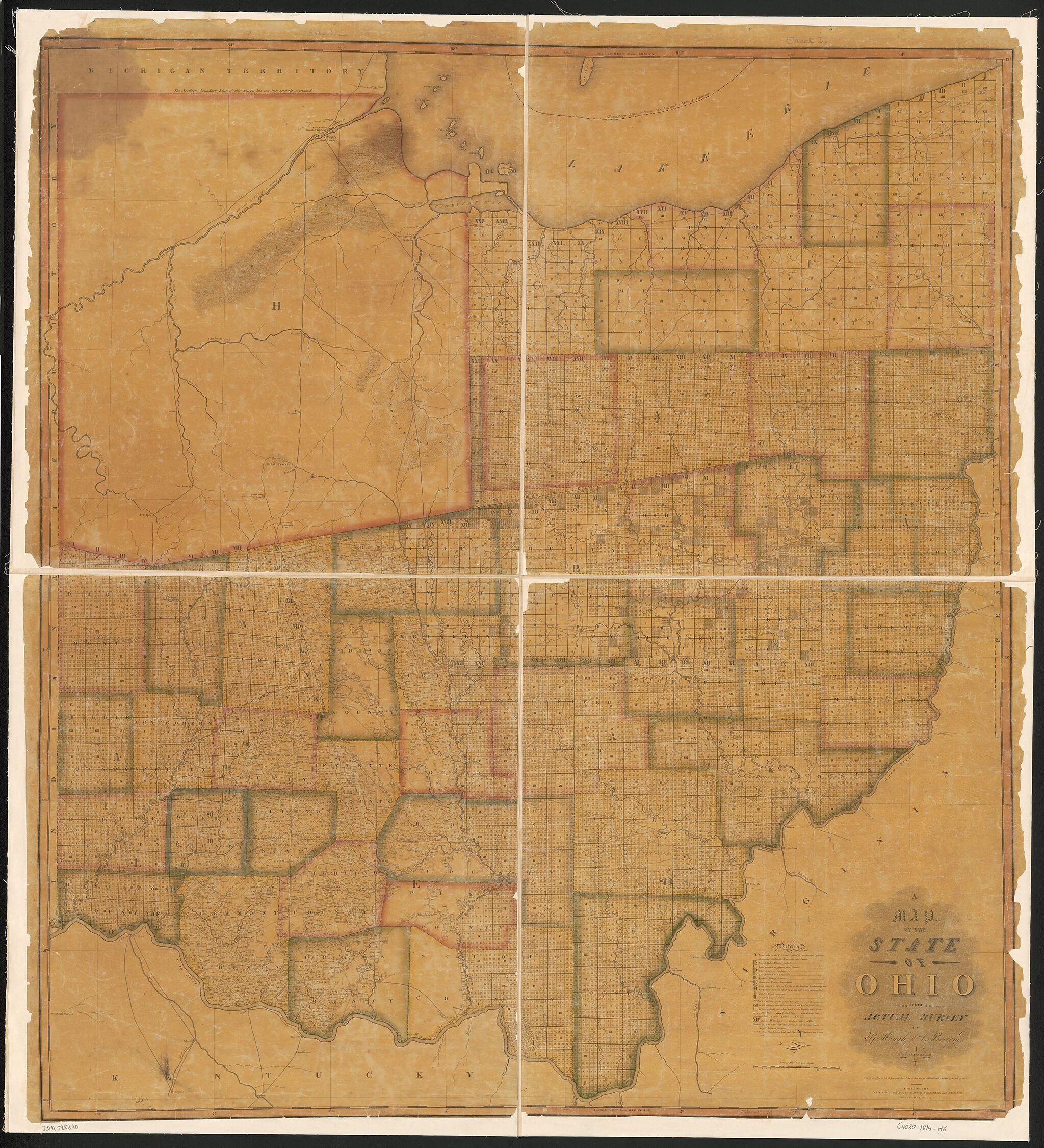 This old map of A Map of the State of Ohio from 1814 was created by Alexander Bourne, Benjamin Hough, John Melish, Henry Schenck Tanner in 1814