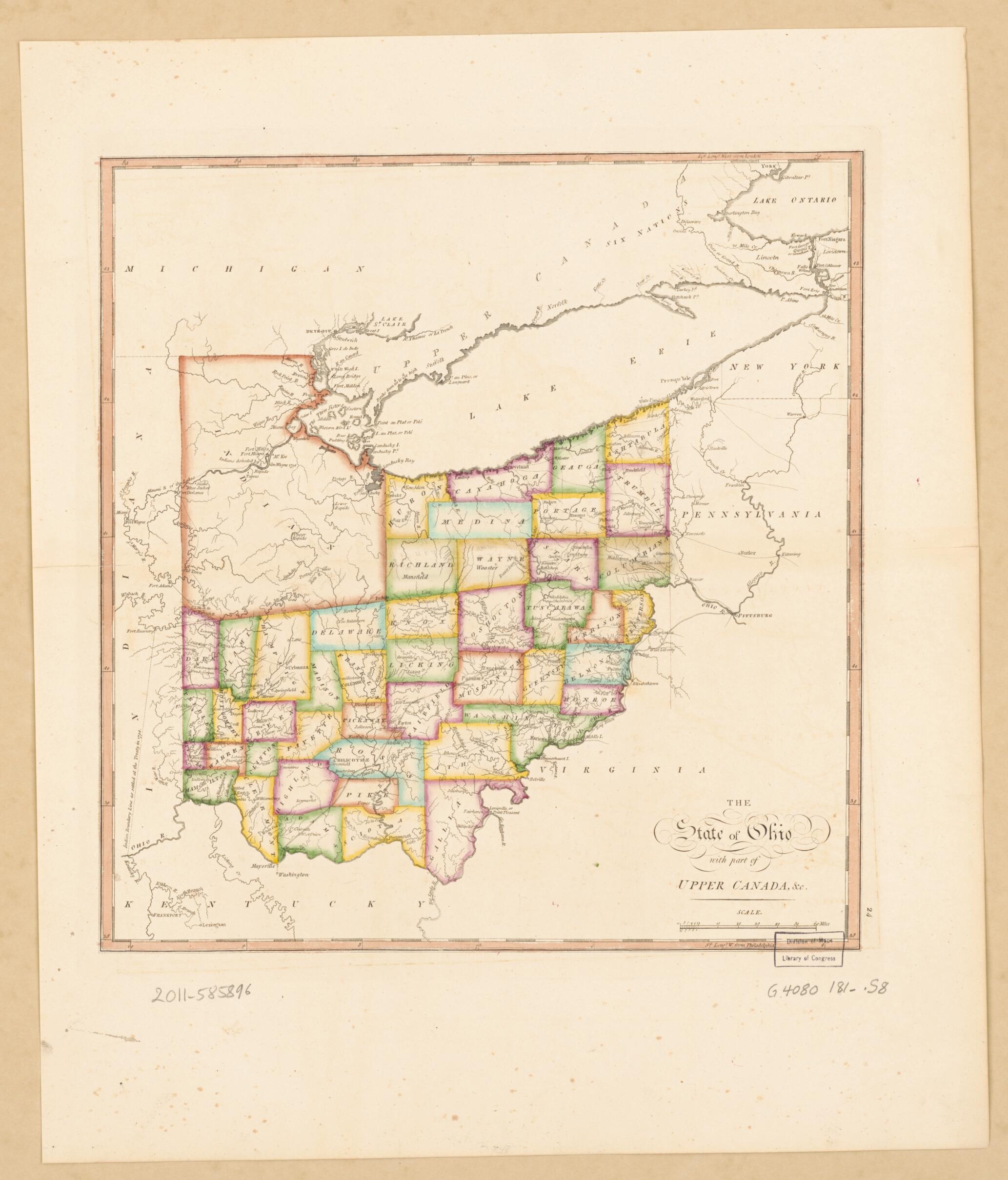 This old map of The State of Ohio, With Part of Upper Canada, &amp;c from 1810 was created by Samuel Lewis in 1810