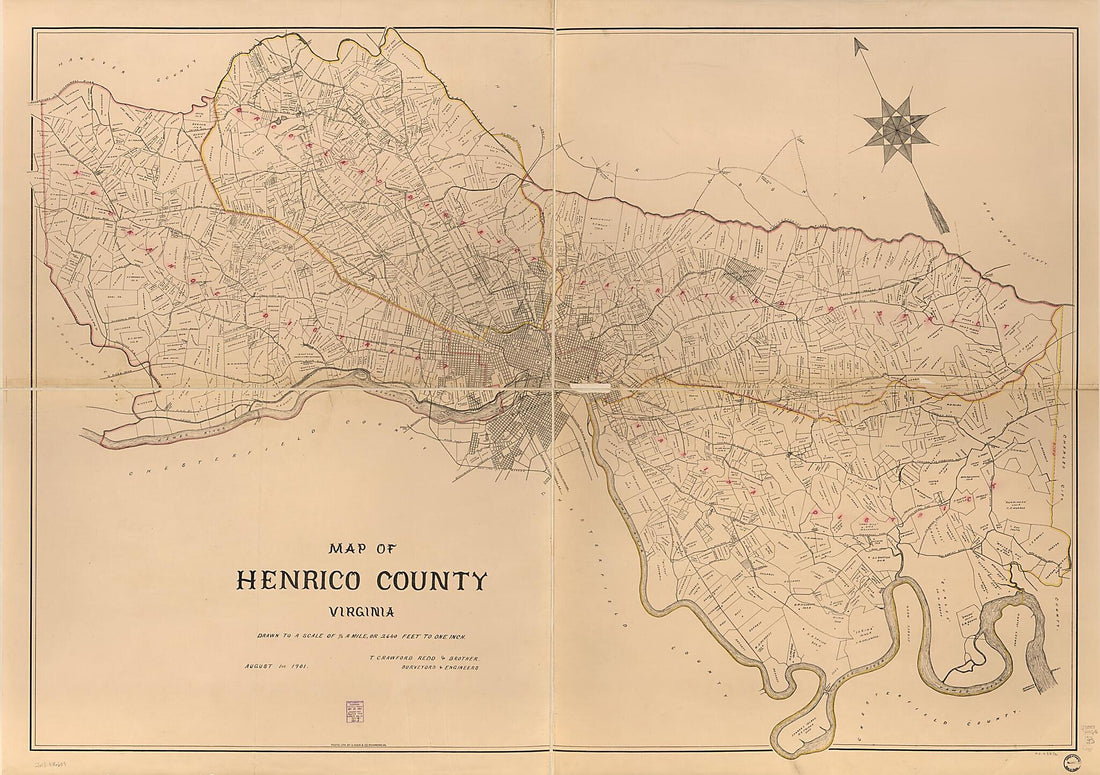 This old map of Map of Henrico County, Virginia from 1901 was created by  A. Hoen &amp; Co,  T. Crawford Redd &amp; Brother in 1901
