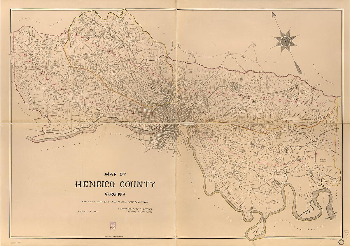 Map of Henrico County, Virginia in 1901 by Relic Map Company