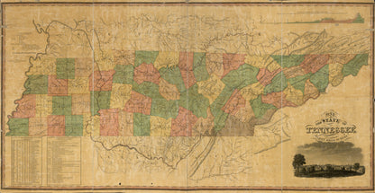 A Map of the State of Tennessee Taken From Survey in 1832 by Relic Map Company