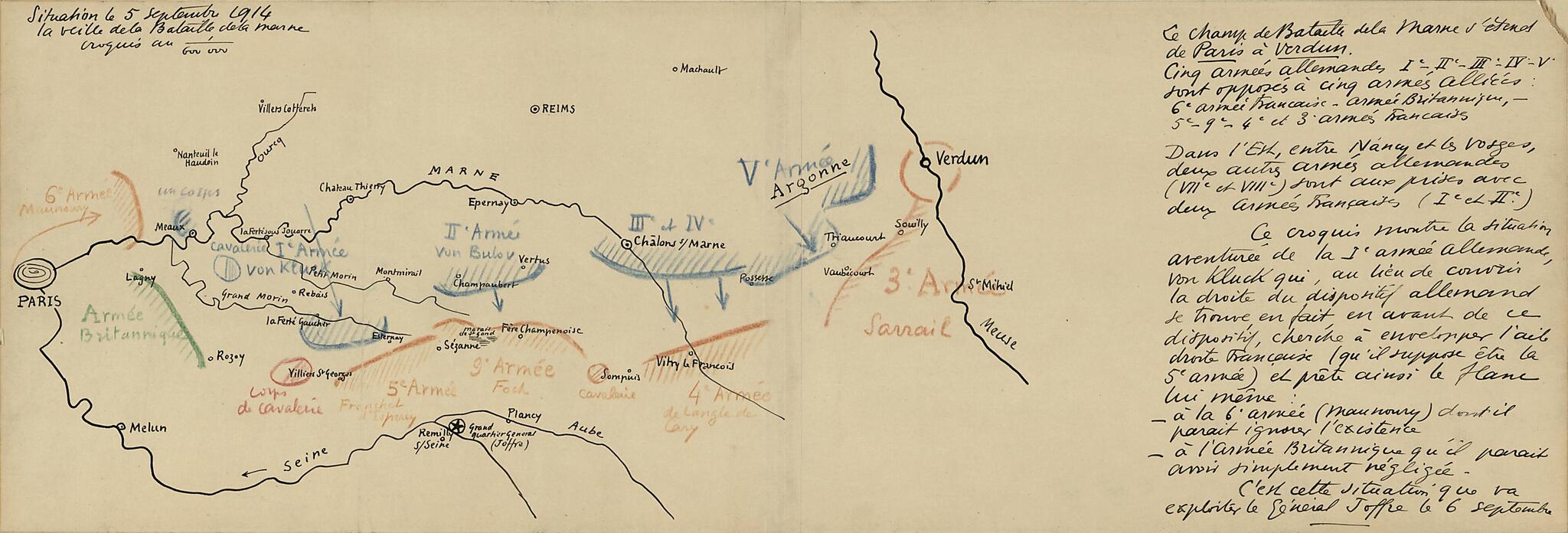 This old map of Situation Le 9 Septembre from 1914 Au Moment Ou Le Commandement Allemand Ordonne La Retraite De L&
