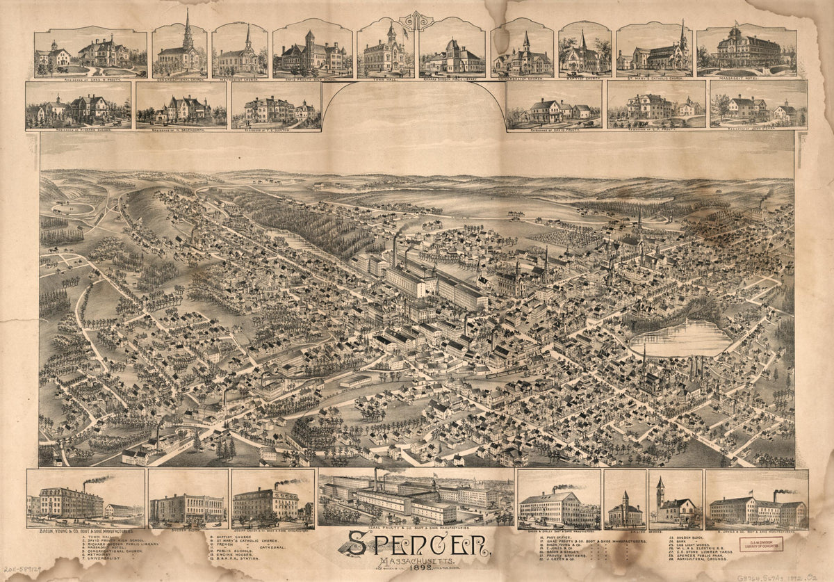 Spencer, Massachusetts, 1892 by Relic Map Company