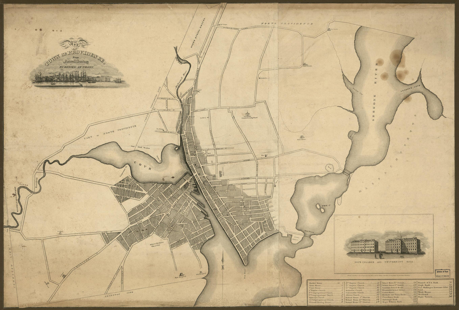 This old map of Map of the Town of Providence : from Actual Survey from 1823 was created by Daniel Anthony in 1823