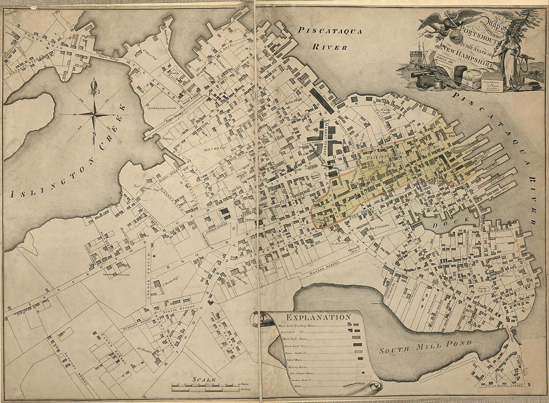 This old map of Map of the Compact Part of the Town of Portsmouth In the State of New Hampshire : from 1813 was created by John Groves Hales, Thomas Wightman in 1813