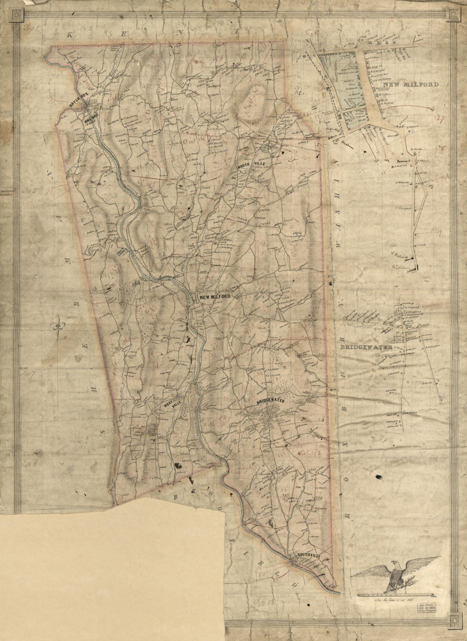 This old map of Map of New Milford, Litchfield Co., Connecticut from 1853 was created by L. Fagan in 1853