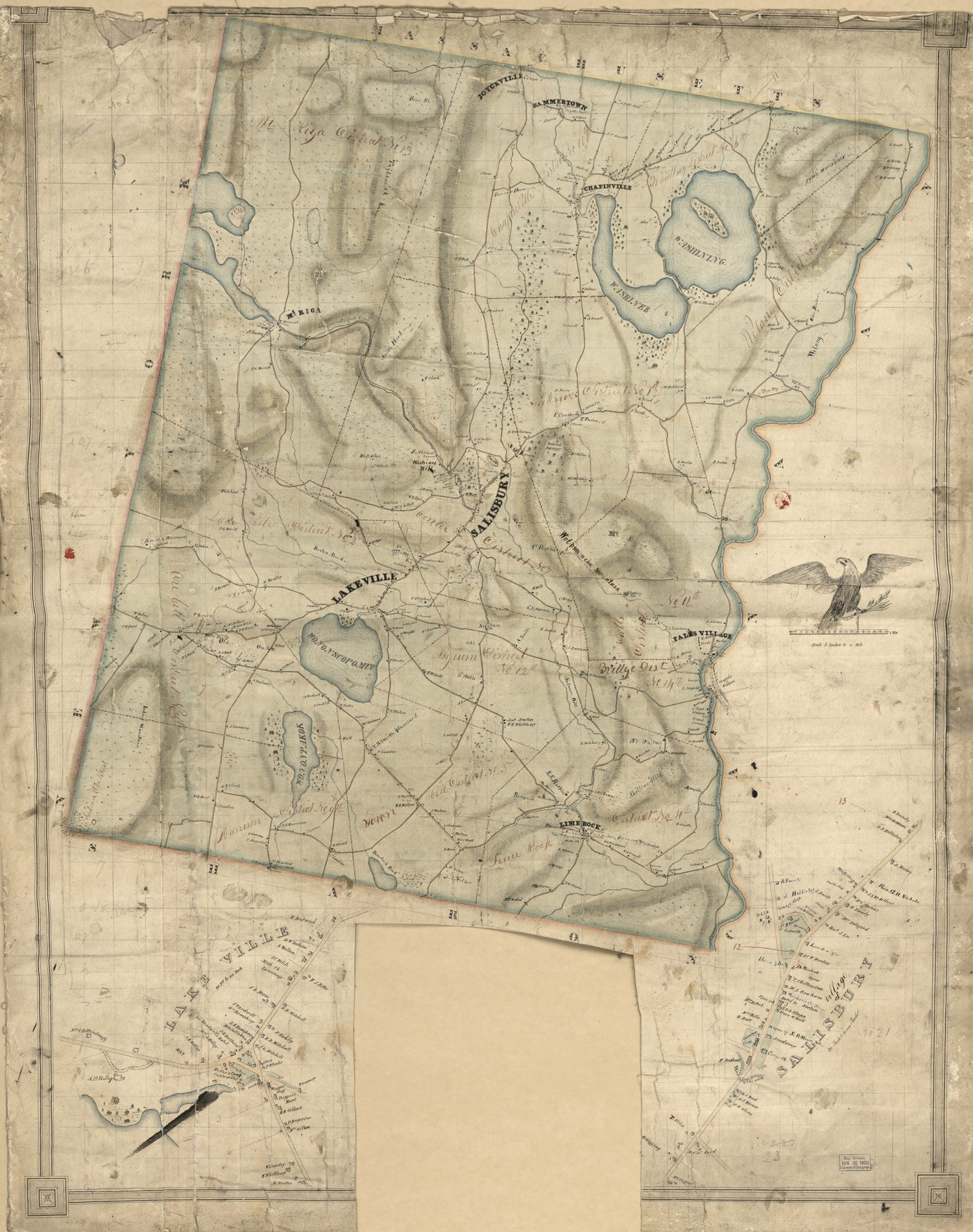 This old map of Map of the Town of Salisbury, Litchfield Co., Connecticut from 1853 was created by L. Fagan in 1853