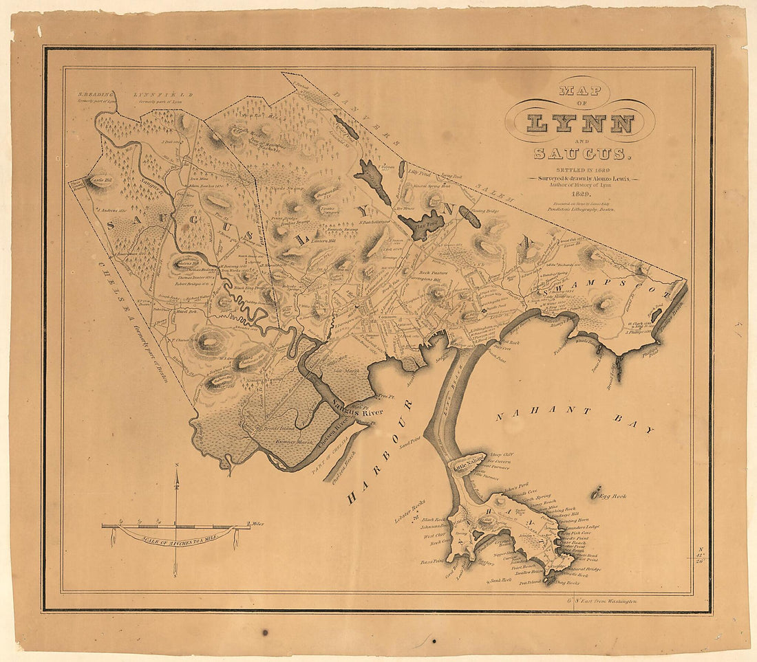 This old map of Map of Lynn and Saugus : Settled In 1629 from 1829 was created by James Eddy, Alonzo Lewis,  Pendleton&